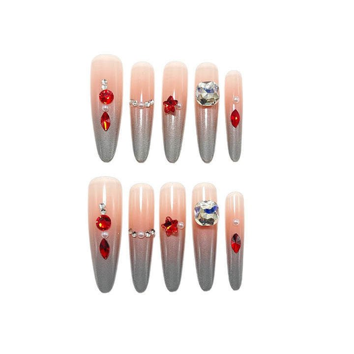 Sparkling artificial nails with decorative rhinestones Bowlift
