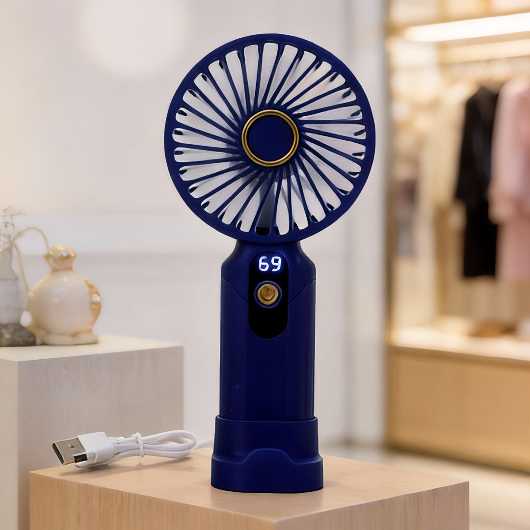 Portable handheld fan with digital speed display and USB charging function Bowlift