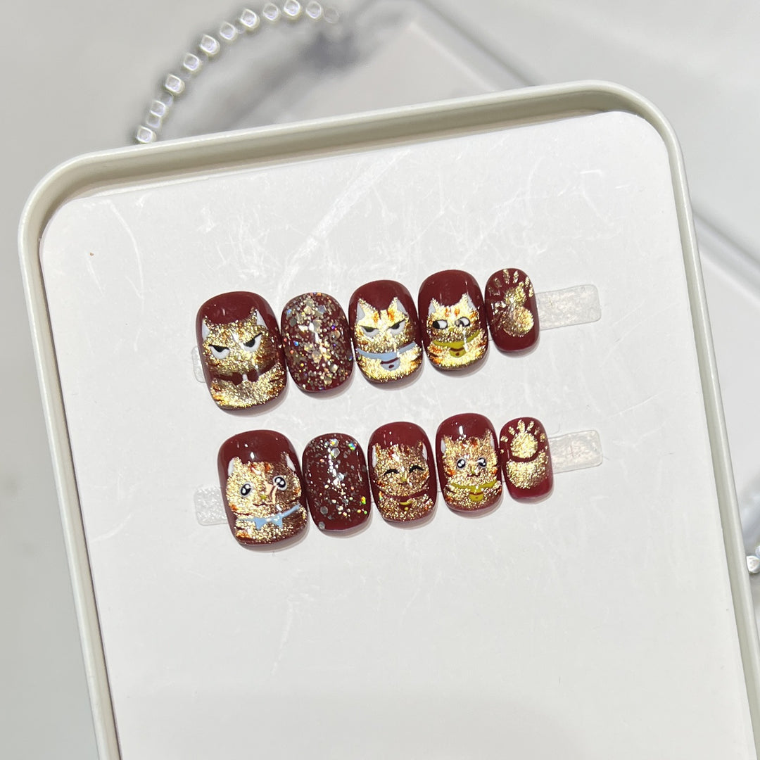 Decorative Cat-Themed Nail Art Set Bowlift