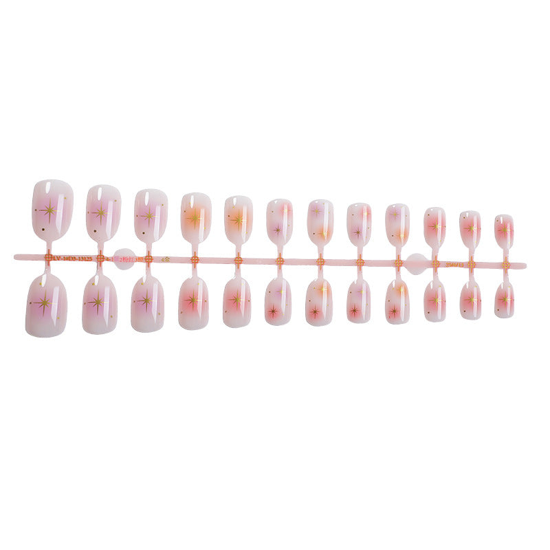 Artistic Press-On Nail Set with Vibrant Star Designs Bowlift