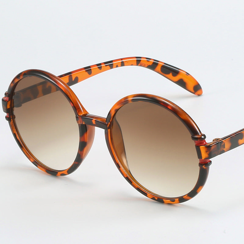 Women's round sunglasses in trendy leopard pattern with UV protection Bowlift