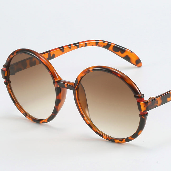 Women's round sunglasses in trendy leopard pattern with UV protection Bowlift