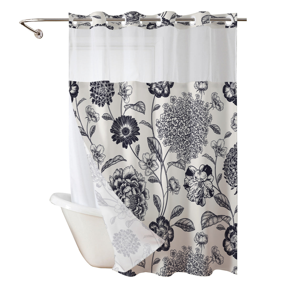 Floral Print Shower Curtain Bowlift