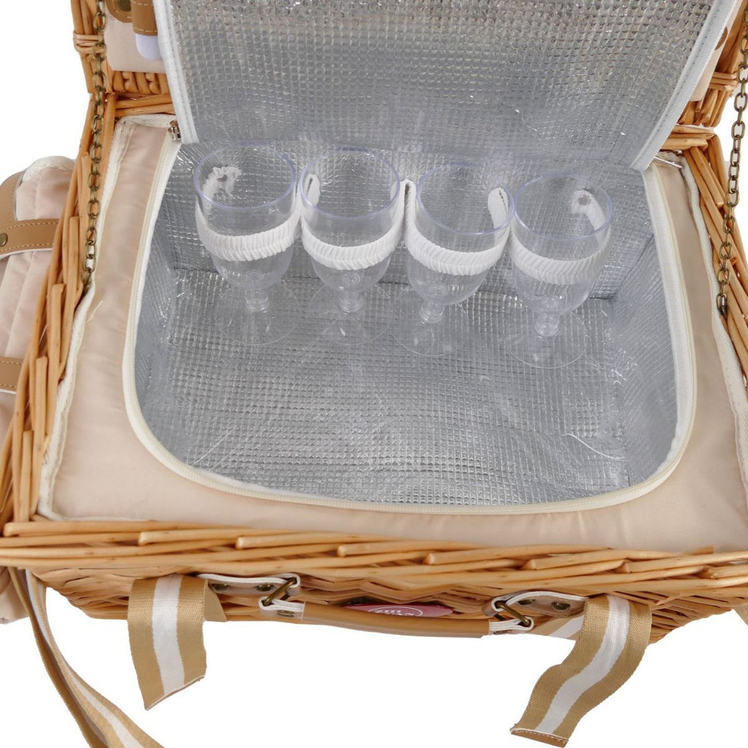 Women's picnic basket with comprehensive dish set and stylish details Bowlift