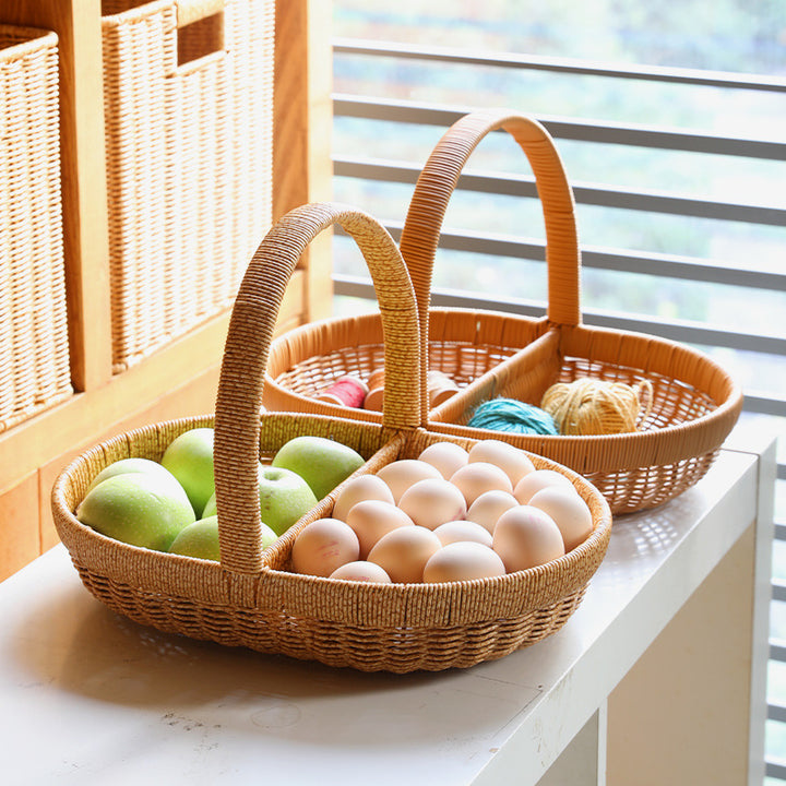 Woven Picnic Basket with Divider Bowlift