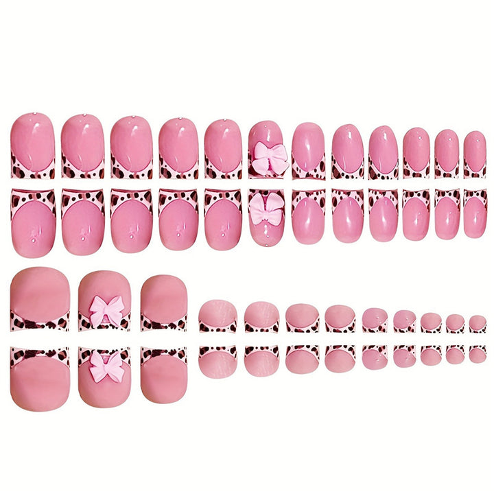 Artistic Press-On Nail Set with Bow Accents Bowlift