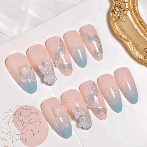 Premium 3D Floral Design Press-On Nails Bowlift