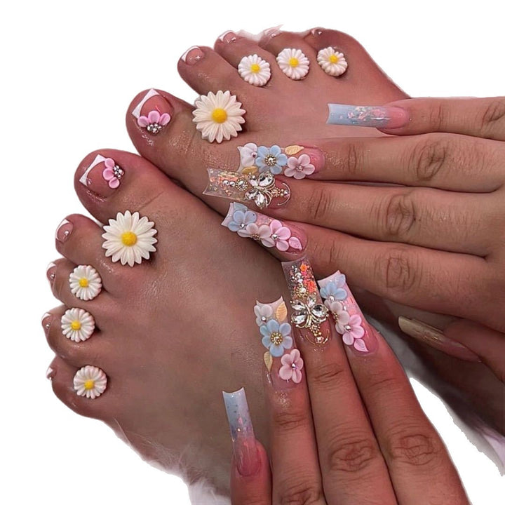 Floral 3D Press-On Nail Art Set Bowlift