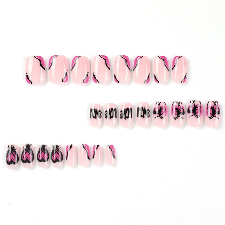 Creative Nail Art with Heart and Butterfly Design Bowlift