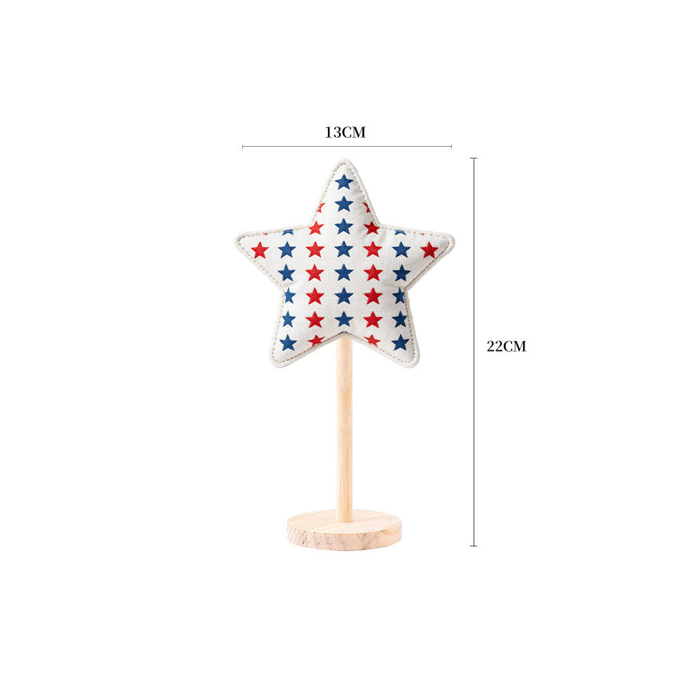 Unisex decorative fabric stars on wooden stand table decoration Bowlift