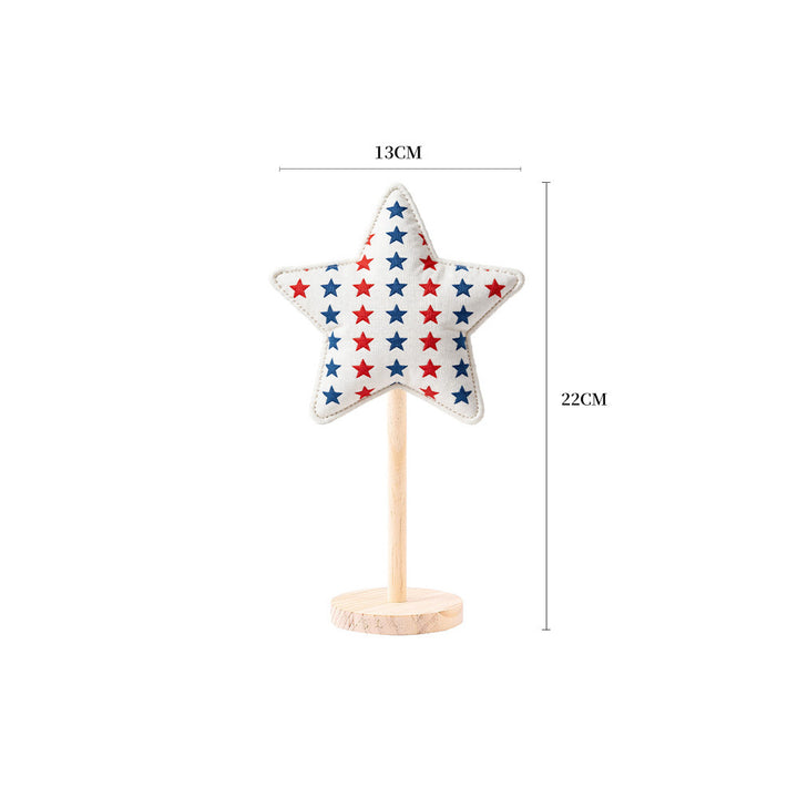 Unisex decorative fabric stars on wooden stand table decoration Bowlift