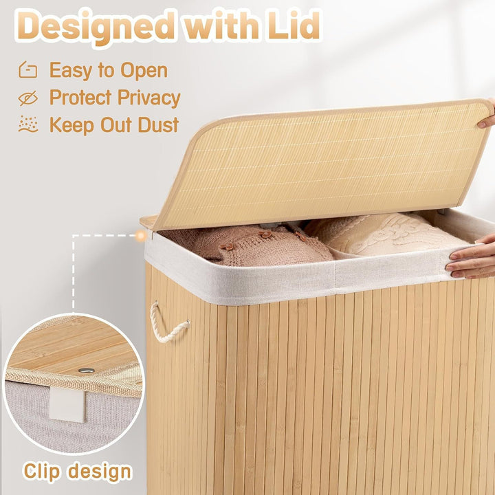Large laundry basket with two compartments and removable lid Bowlift