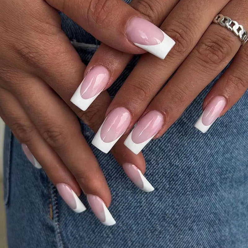 Artistic Nail Art with French Tip Design Bowlift
