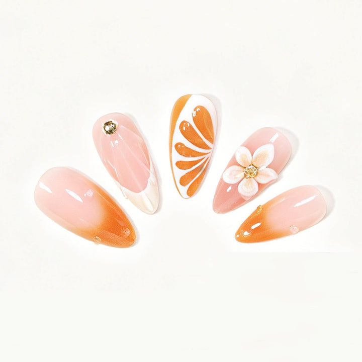 Artistic Floral Press-On Nail Tips Set Bowlift