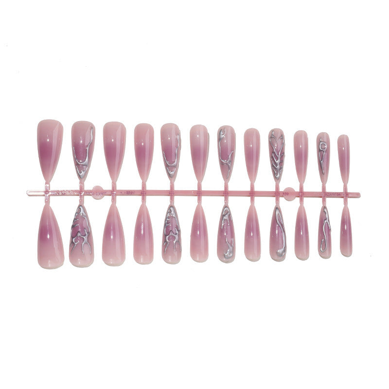 Creative Nail Art Set with Elegant Gradient and Marbled Details Bowlift