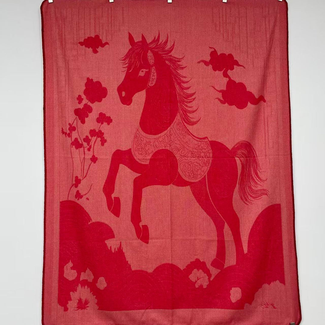Decorative Equestrian-Themed Throw Blanket