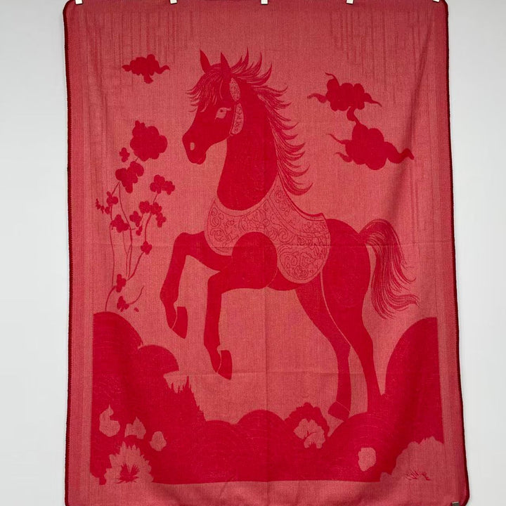 Decorative Equestrian-Themed Throw Blanket