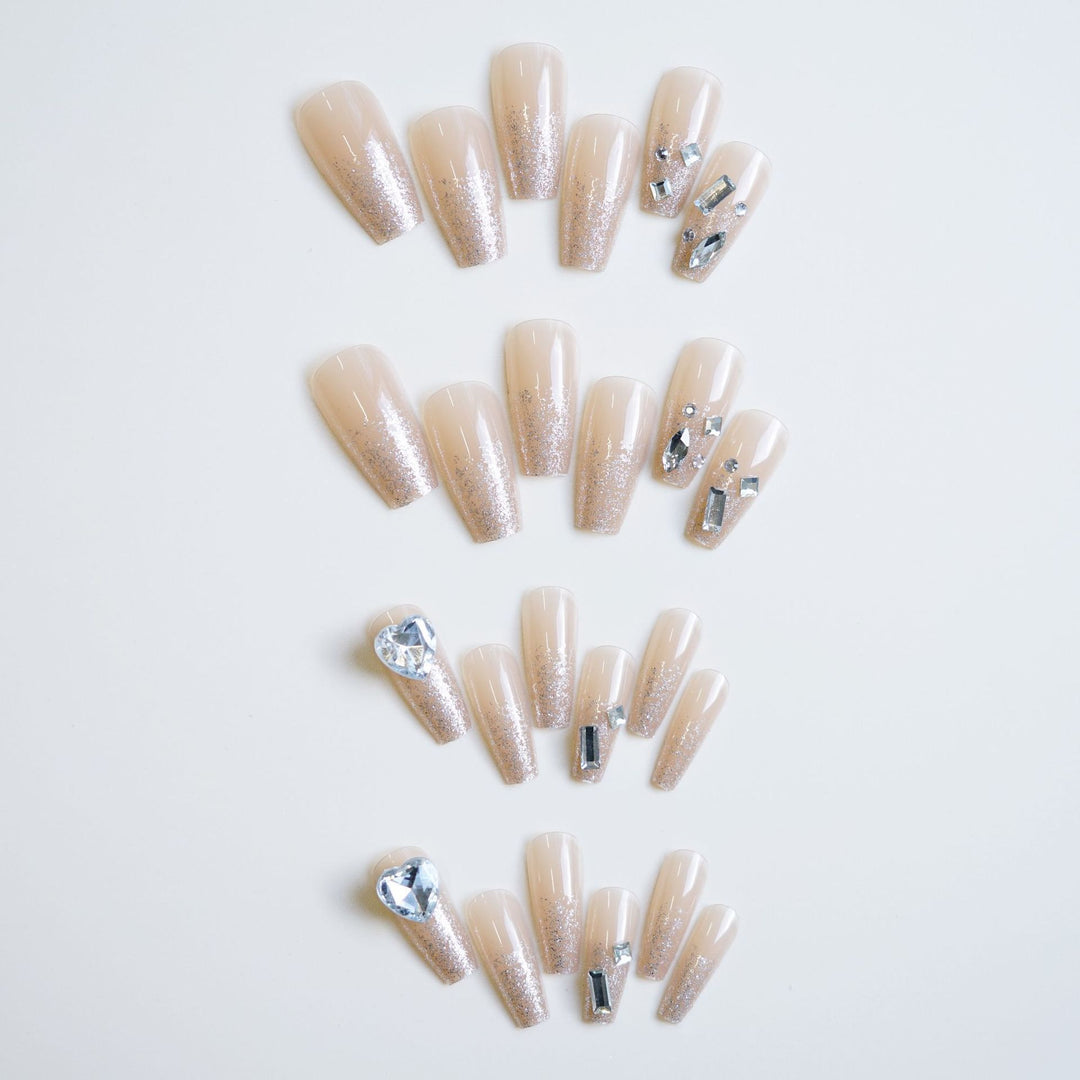 Sparkling Rhinestone Press-On Nail Set Bowlift