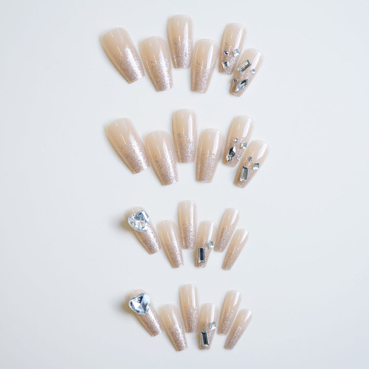 Sparkling Rhinestone Press-On Nail Set Bowlift