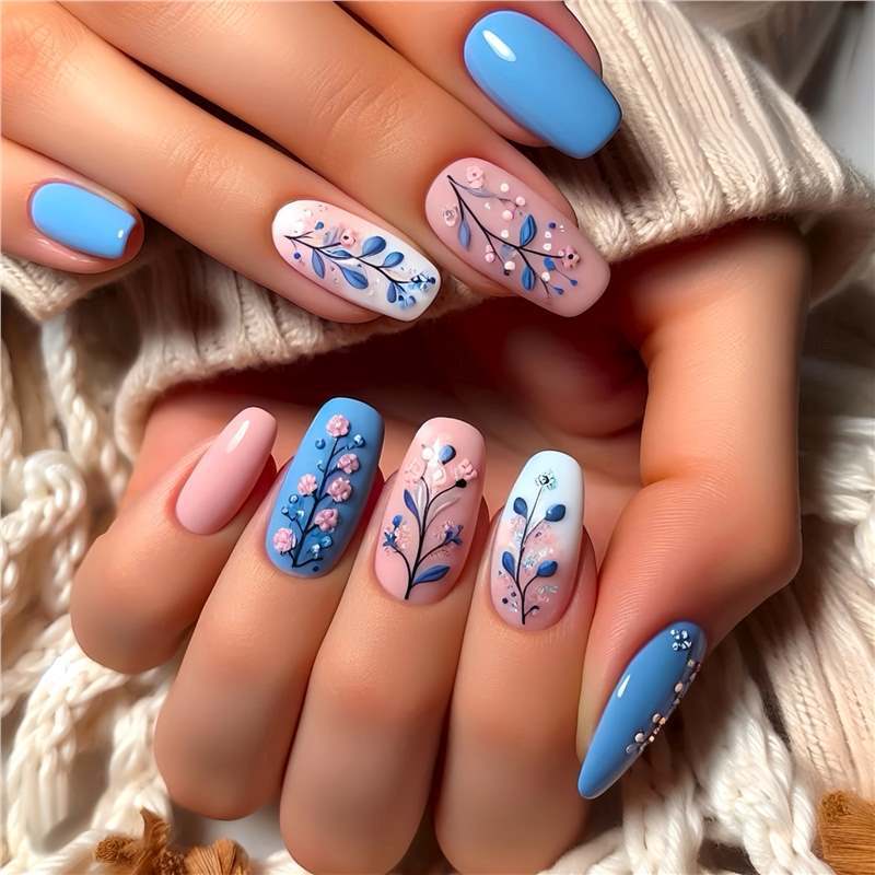Artistic Floral Design Press-On Nails Bowlift 1788434359