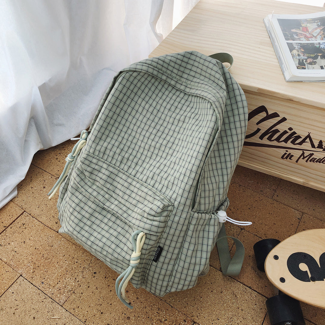 Checked Pattern Canvas Backpack