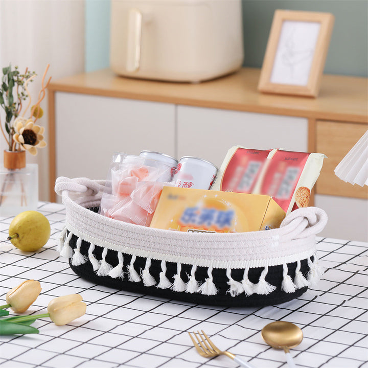 Women Versatile Storage Basket with Tassel Decoration Bowlift