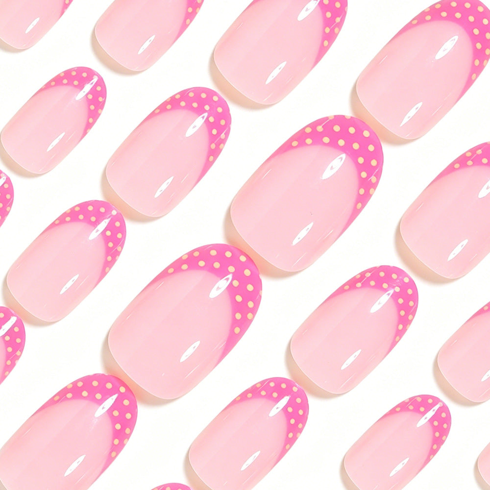 Artistic Polka Dot French Tip Nail Set Bowlift