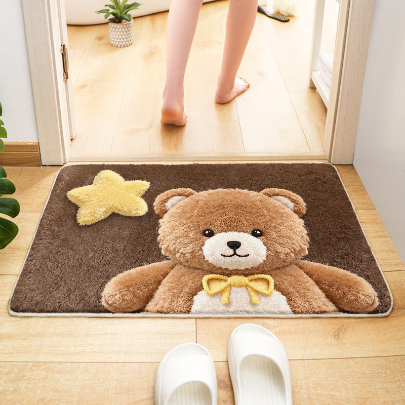 Cute Bear-Themed Plush Bath Mat