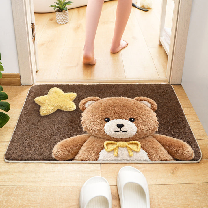 Cute Bear-Themed Plush Bath Mat