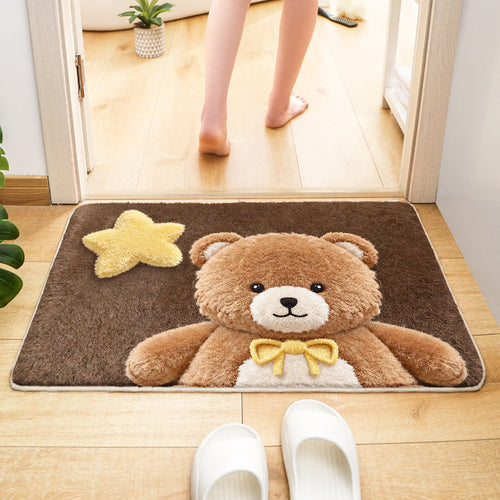 Cute Bear-Themed Plush Bath Mat