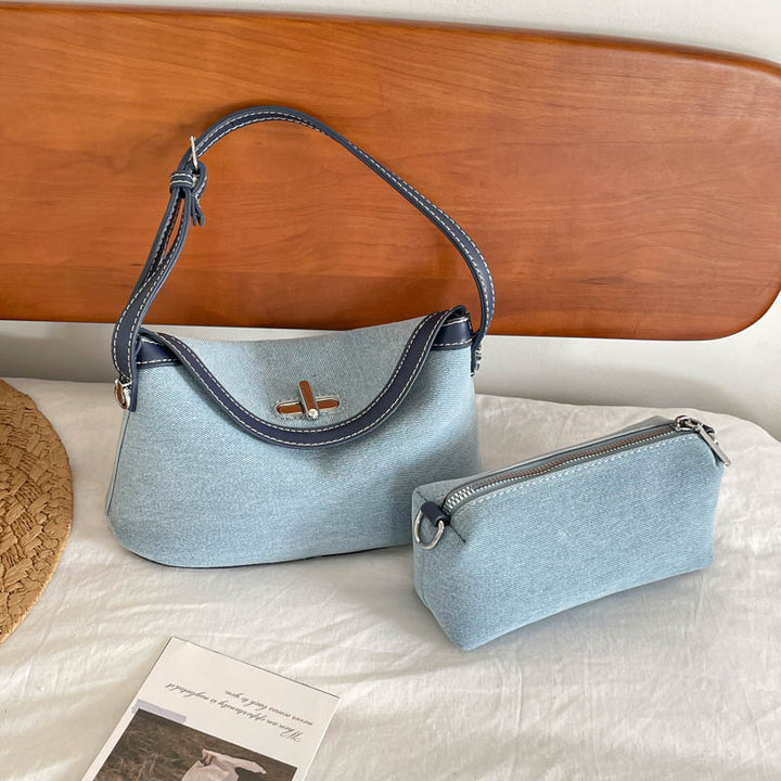 Stylish Denim Crossbody Purse Bowlift