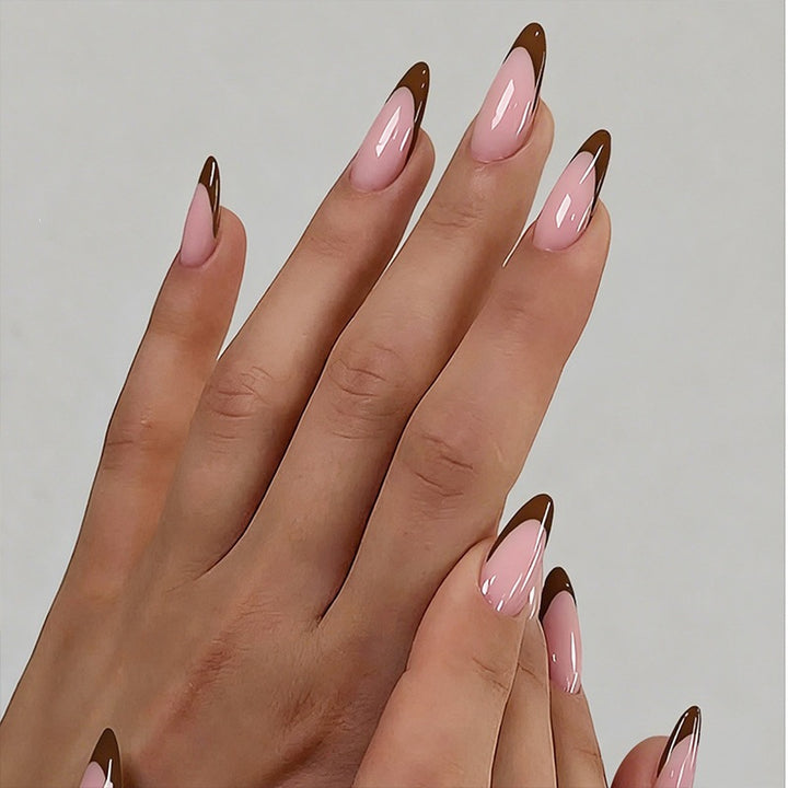 Acrylic nail set with luxurious color gradient and elegant lace accent Bowlift