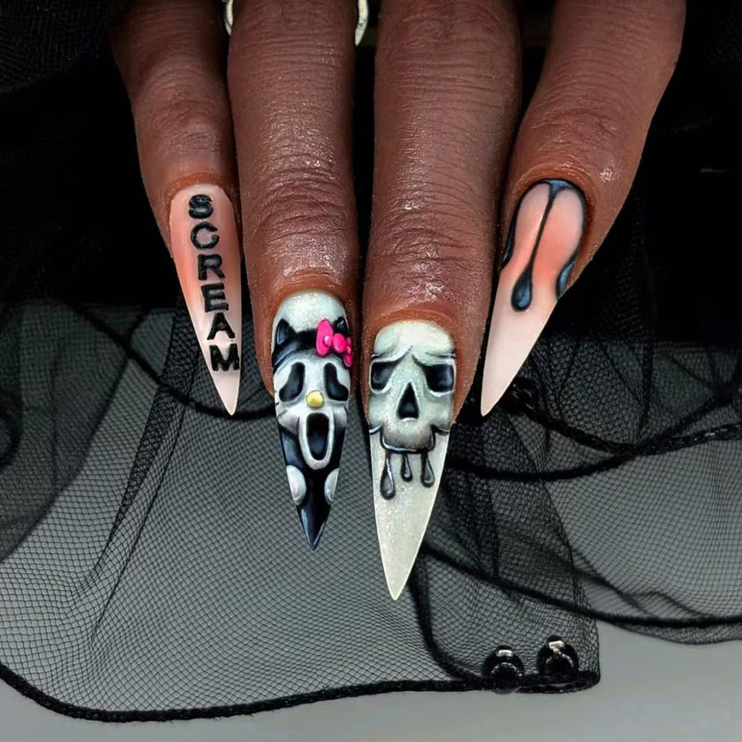 Artistic Horror-Themed Stiletto Nail Art Bowlift