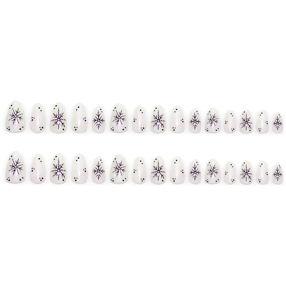 Artificial nail set with snowflake pattern Bowlift