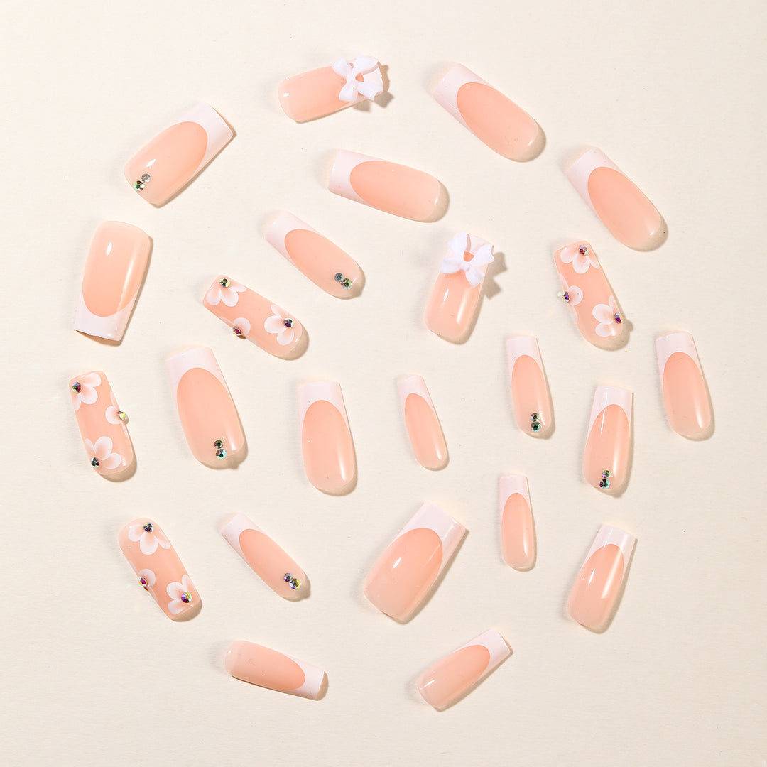 Floral Embellished Acrylic Nail Extensions Bowlift
