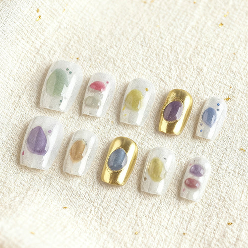 Artistic Stone-Inspired Press-On Nails Bowlift