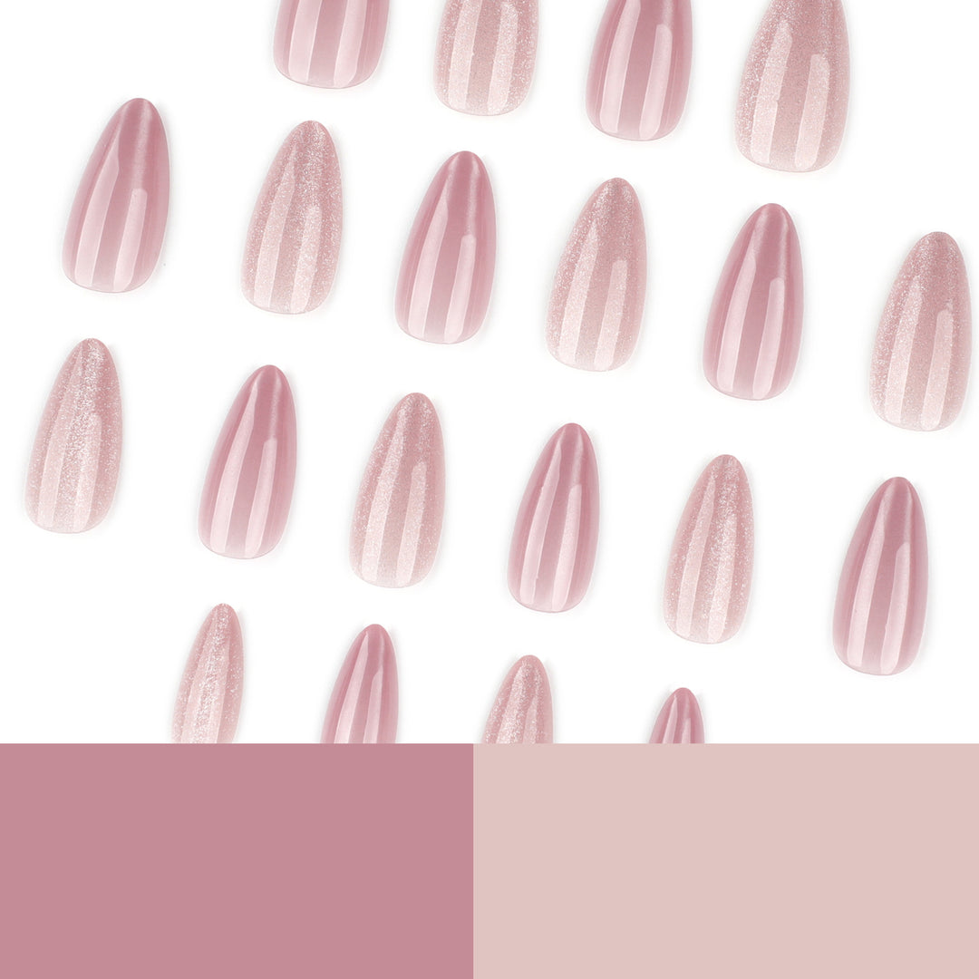 Glamorous artificial nails with glitter and pearlescent effect Bowlift