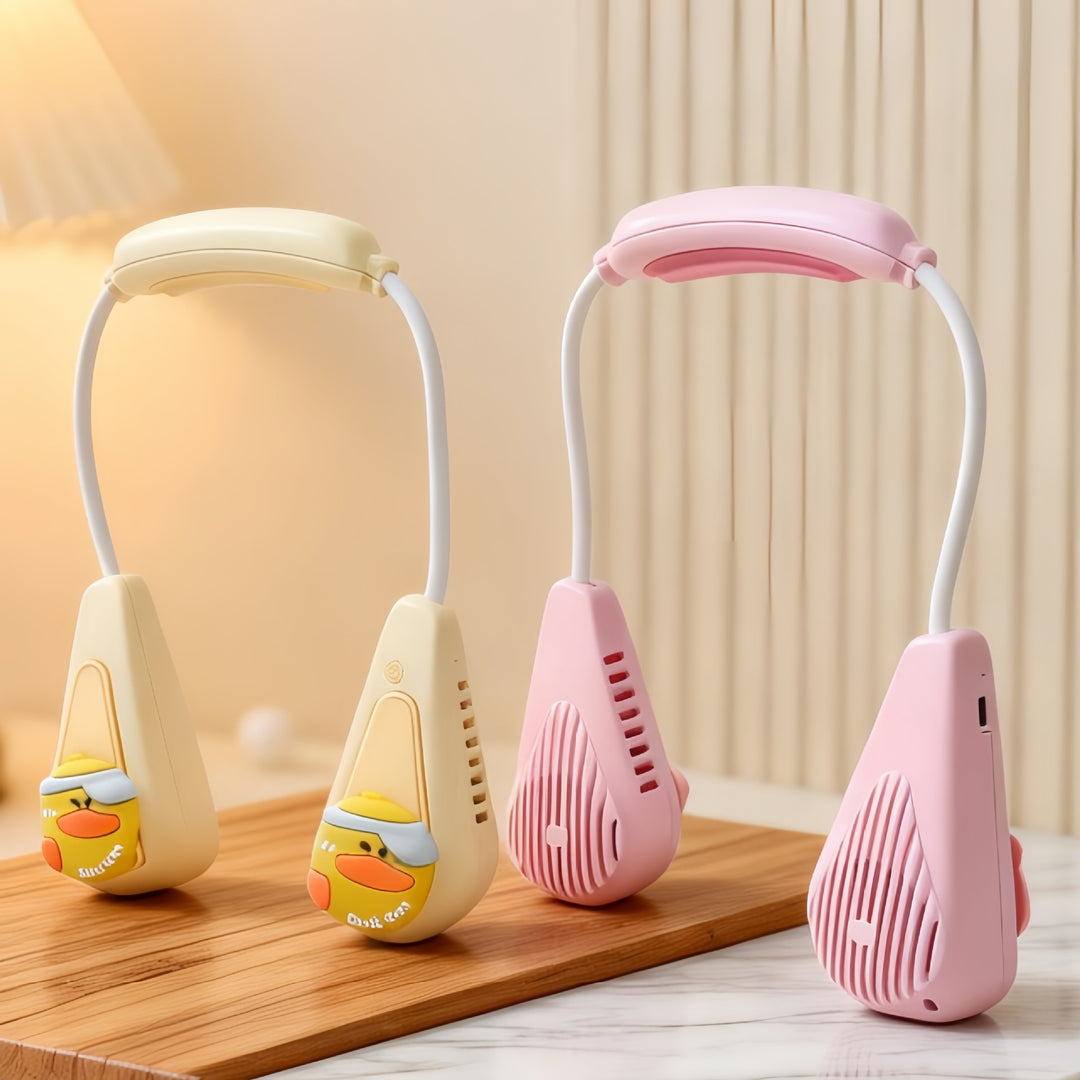 Ladies Portable Neck Fan with Cute Animal Design Bowlift