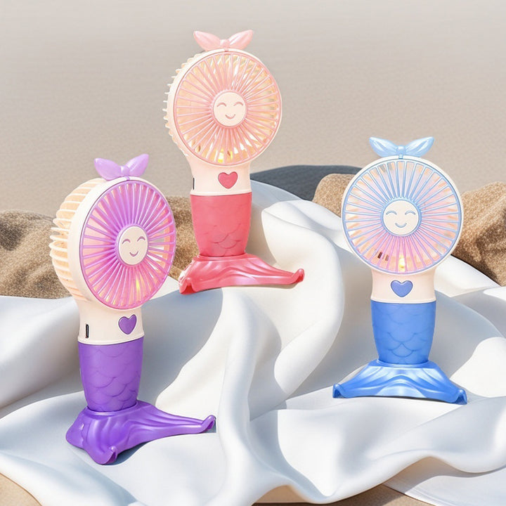 Women Portable Handheld Fan with Mermaid Design Bowlift