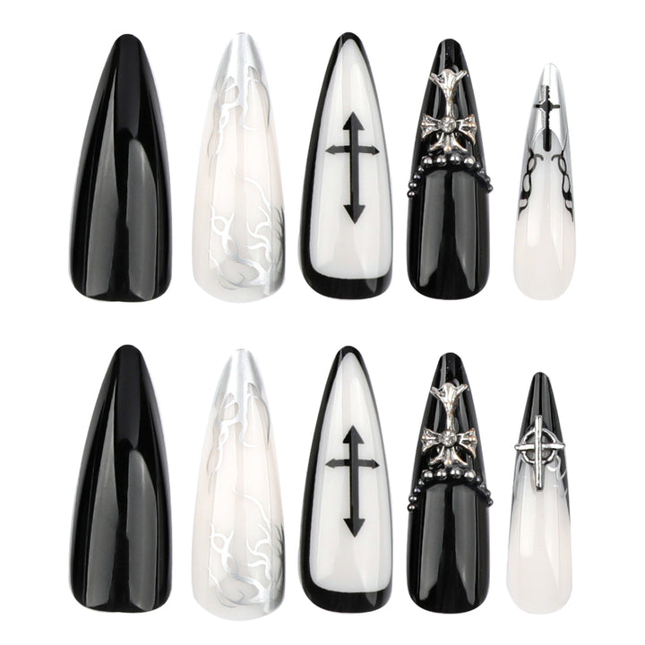 Artistic stiletto nails with unique 3D details and elegant accents Bowlift