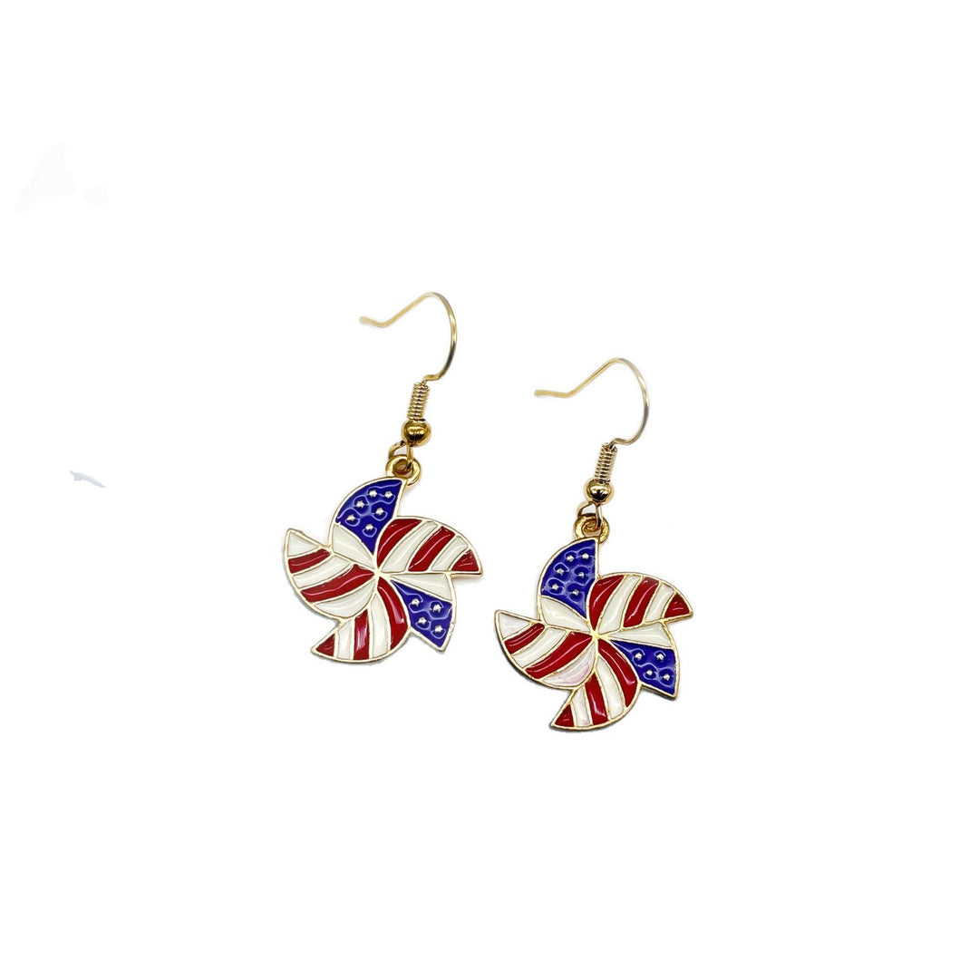 Women's nan long patriotic mesh tassel dangle earrings Bowlift