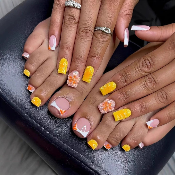 Decorative Floral Print Press-On Nails Bowlift