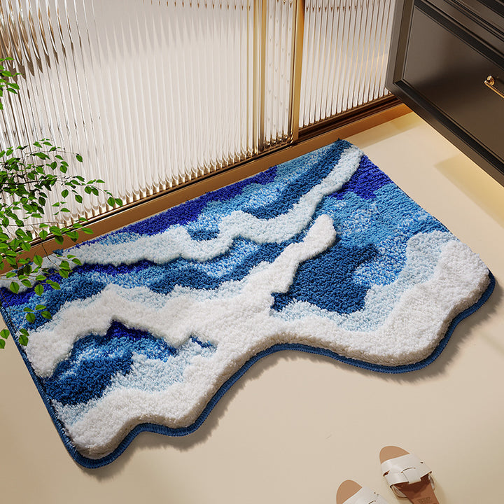 Abstract Ocean Wave Bath Mat Bowlift