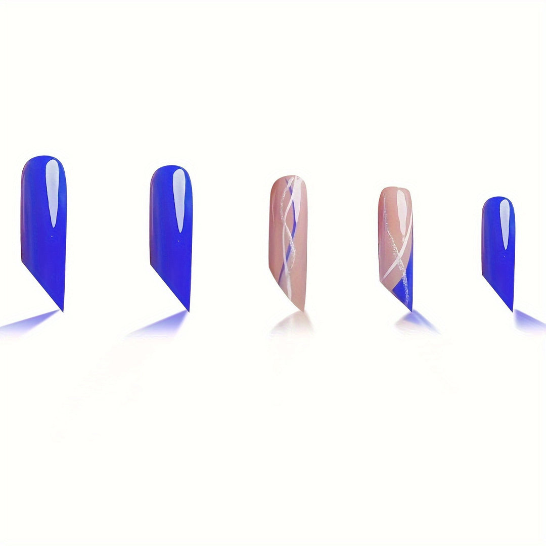 Stiletto Nail Art Extensions with Abstract Design Bowlift