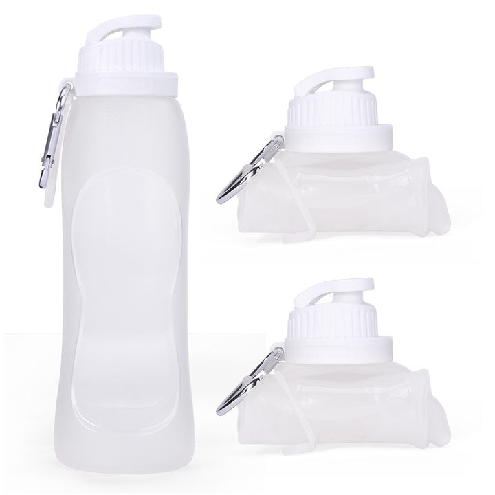 Collapsible silicone water bottle with ergonomic ribbed grip and flip-top spout Bowlift