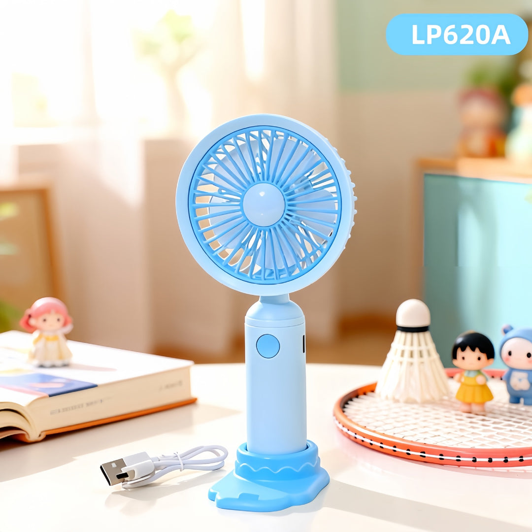 Ladies Portable Hand Fan with USB Charging Function and Flexible Stand Bowlift