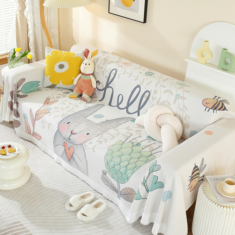 Soft Plush Bunny Pattern Throw Blanket