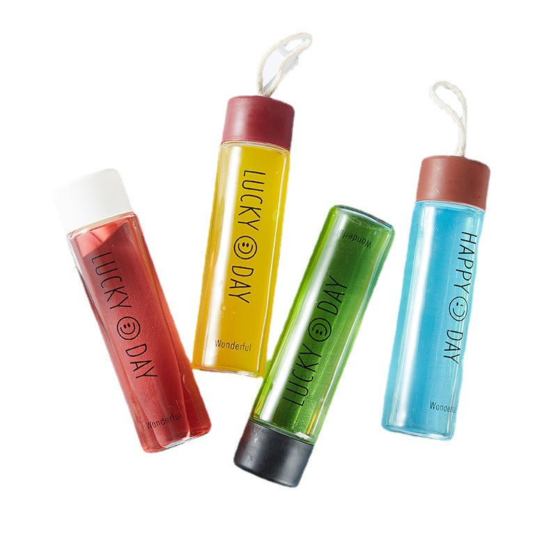 Ladies High Quality Glass Drinking Bottle with Carabiner Bowlift