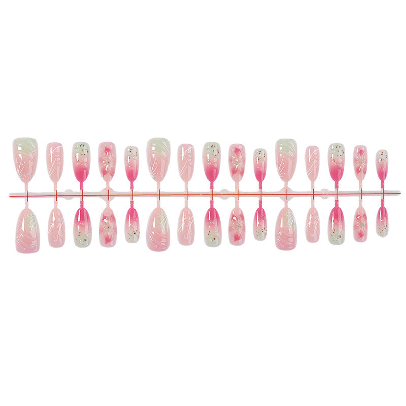 Artistic Press-On Nail Set with Floral Designs Bowlift