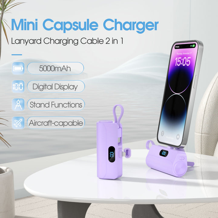 Compact power bank with integrated LED light Bowlift